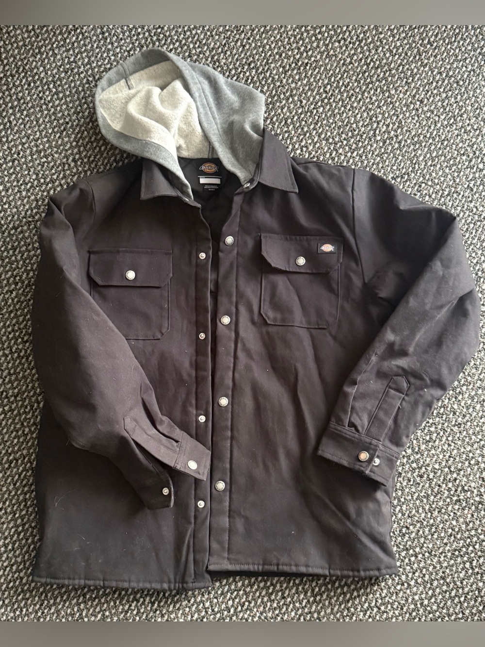 Dickies Jacket Teen XL 16Relaxed Fit Hooded Quilted Lined Canvas Work Coat Black